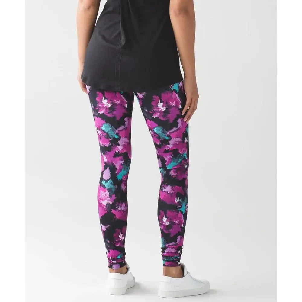Lululemon Wunder Under Pant (Hi-Rise) Midnight Bloom Black Deep Fuschia Size 4